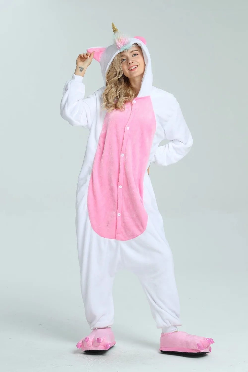 ropa de dormir suave y cálida de Unicornio y Panda Pijamas de franela para y adultos Unisex-LA66 